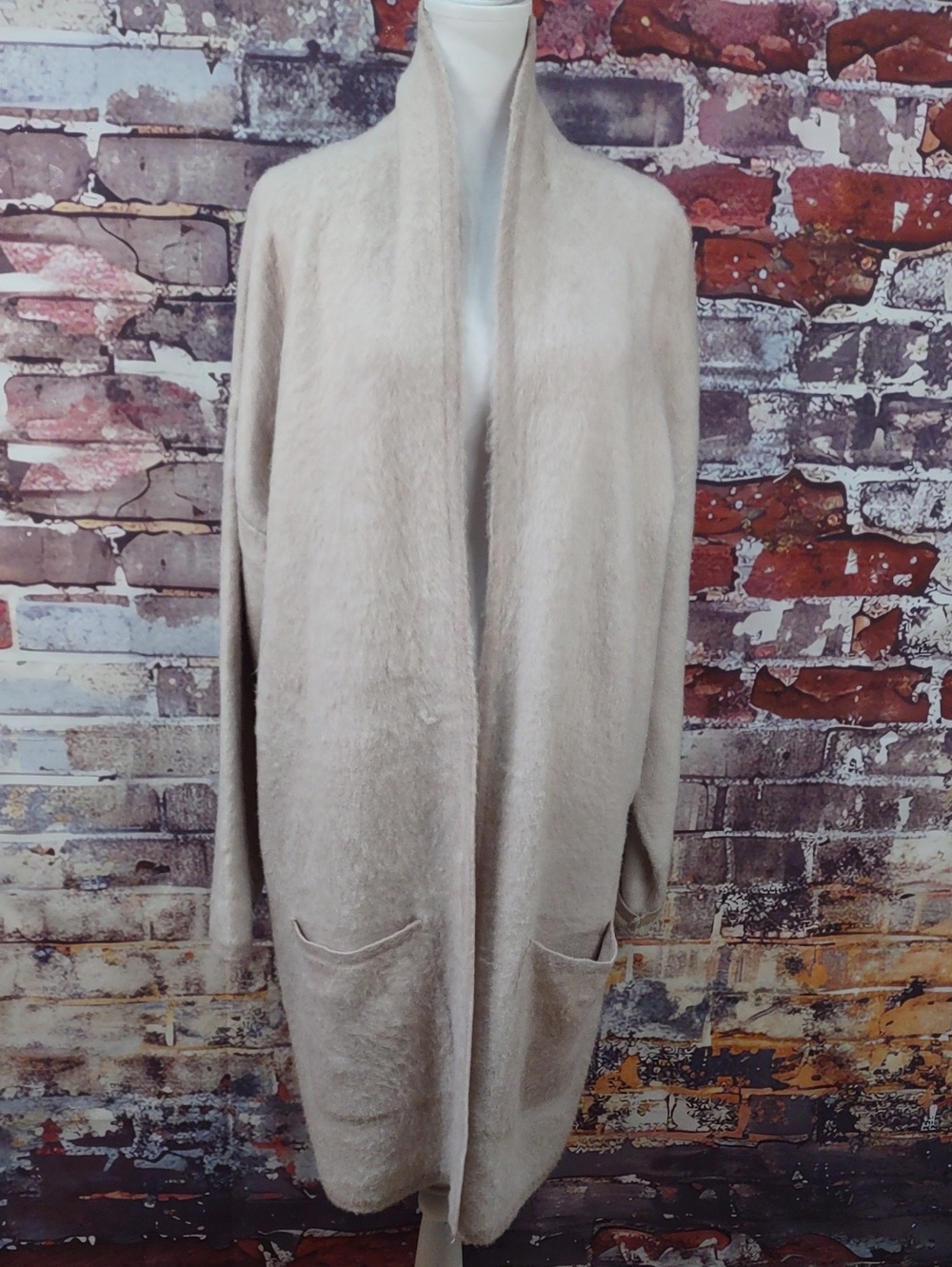 Simply Styled Fuzzy Cardigan with Pockets